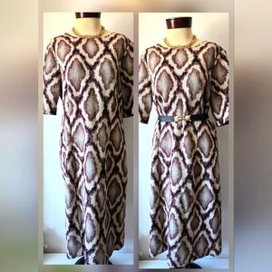 PINK TARTAN thick Cotton Snakeskin Sheath Dress. Size 14